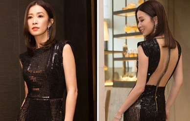 佘诗曼一袭修身礼服大秀美背,妩媚风情女人味十足!